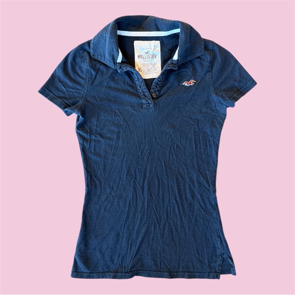 Vintage Y2K Hollister Dark Blue Collared Polo Shirt